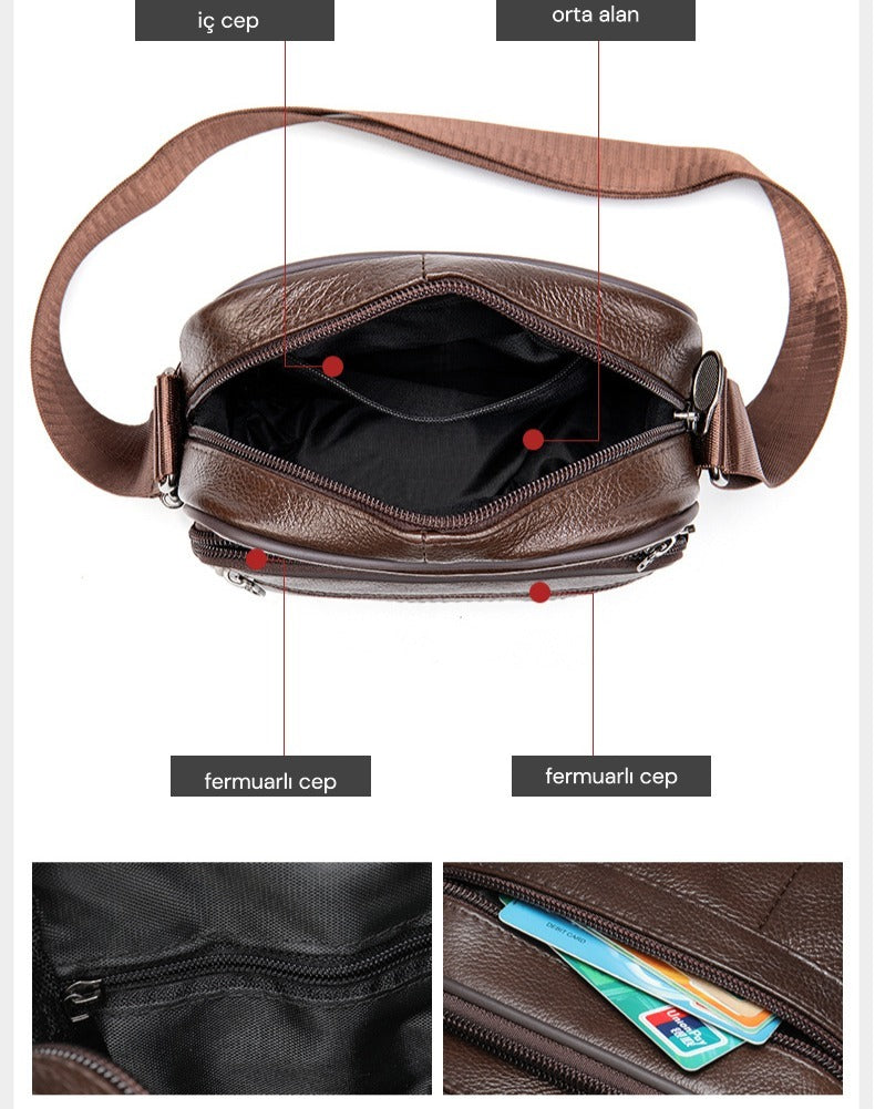 Monza 405 Hakiki Deri Erkek Omuz Çantası