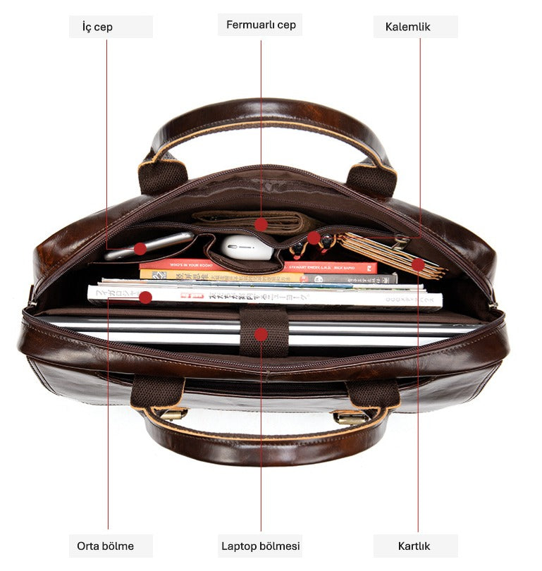 Monza 012 Erkek Hakiki Deri Evrak Çantası