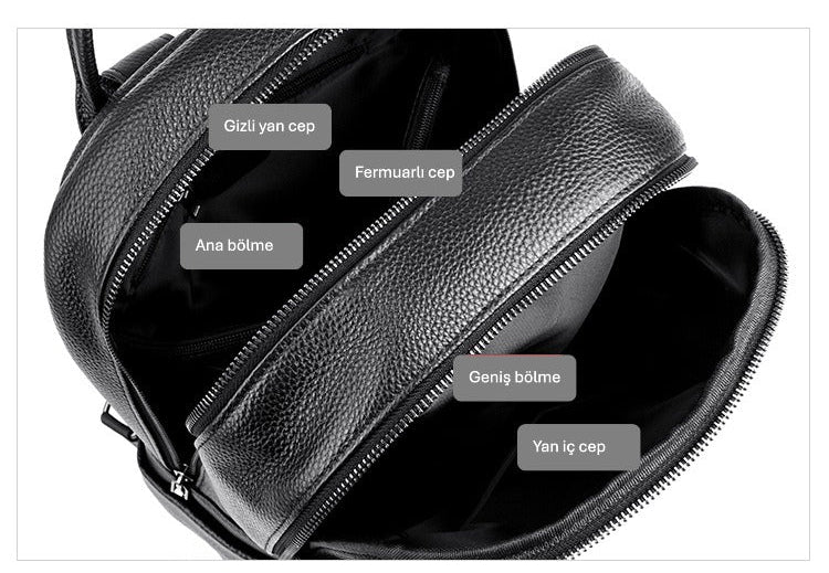 Vero 304 Hakiki Deri Büyük Kadın Sırt Çantası