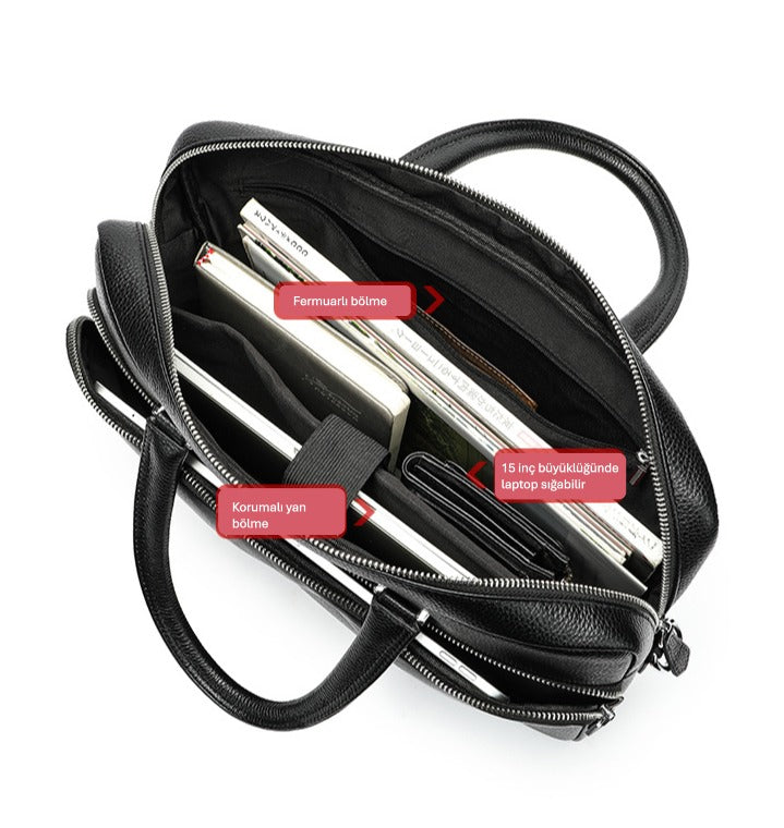 Monza 021 Erkek Hakiki Deri Laptop Çantası