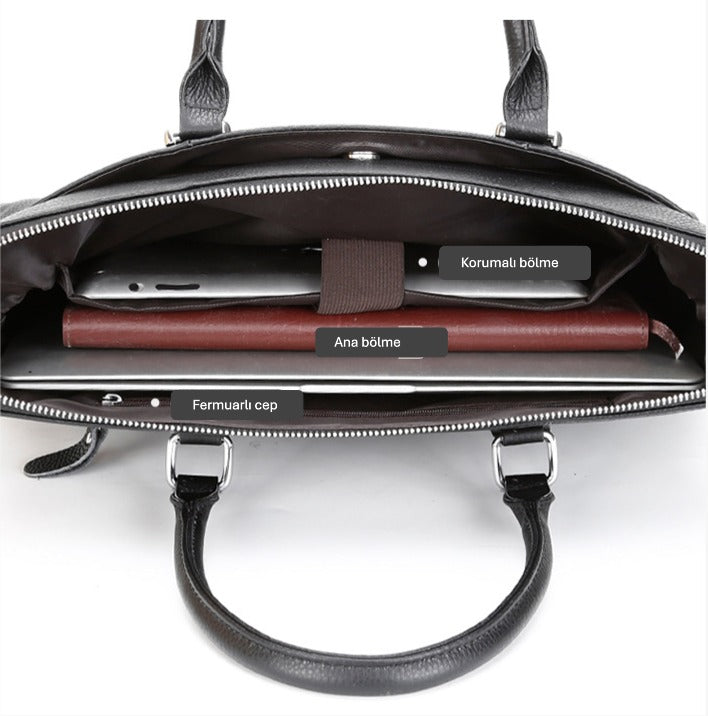 Monza 008 Erkek Hakiki Deri Evrak Çantası